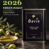 2026 erken hasat soğuk sıkım zeytinyağı – Derin Zeytincilik 2 Litre Teneke, taze zeytinler ve zeytin dalları ile