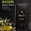 2026 erken hasat soğuk sıkım zeytinyağı – Derin Zeytincilik 5 Litre Teneke, taze zeytinler ve zeytin dalları ile