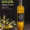 2026 erken hasat soğuk sıkım zeytinyağı – Derin Zeytincilik 750 ml Cam Şişe, taze zeytinler ve zeytin dalları ile